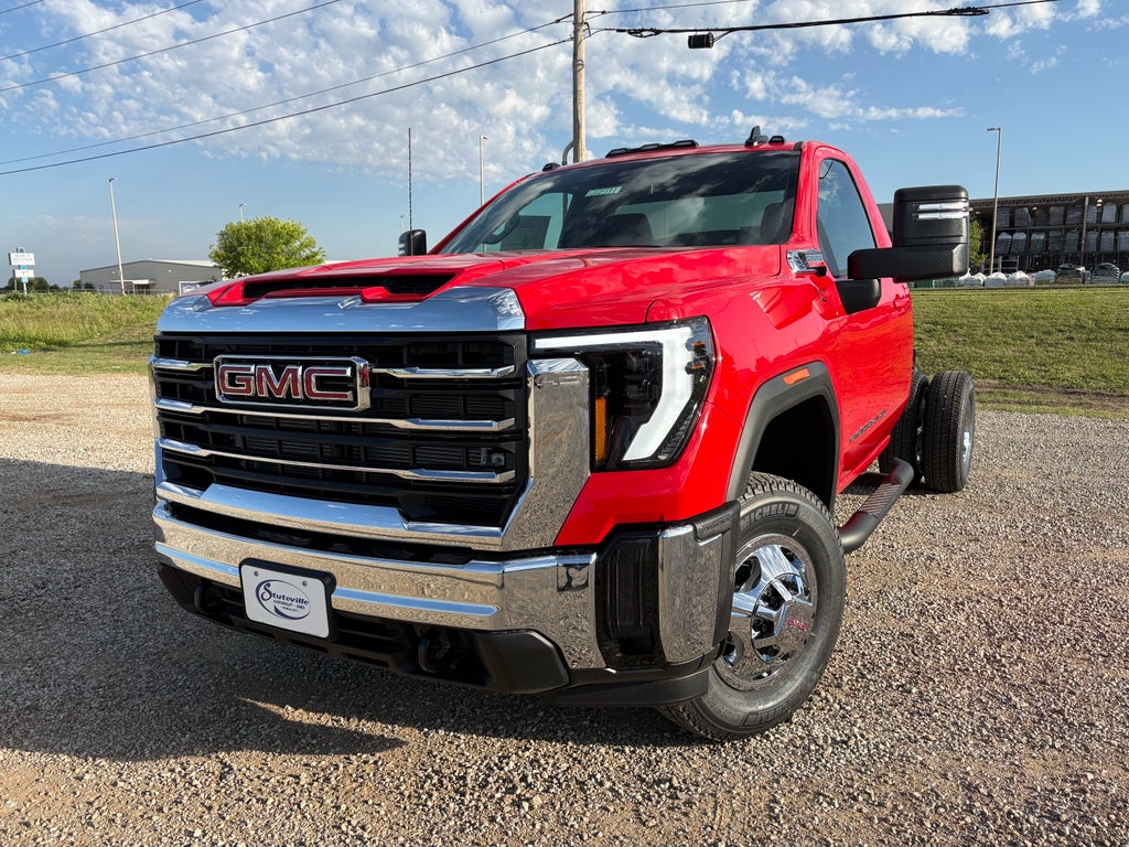 2026 GMC Sierra 3500 HD Chassis Cab SLE in Cardinal Red — front three-quarter view